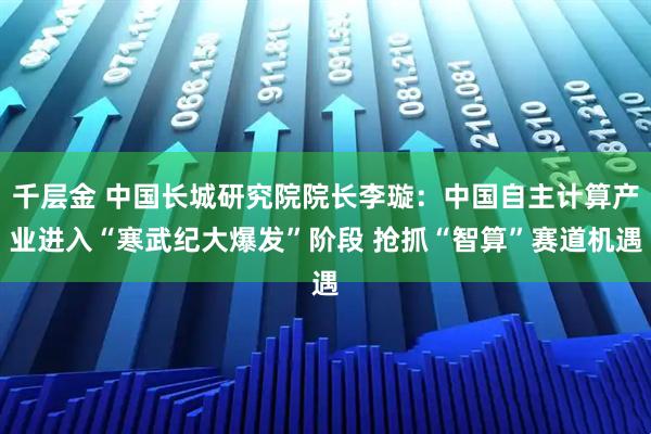 千层金 中国长城研究院院长李璇：中国自主计算产业进入“寒武纪大爆发”阶段 抢抓“智算”赛道机遇